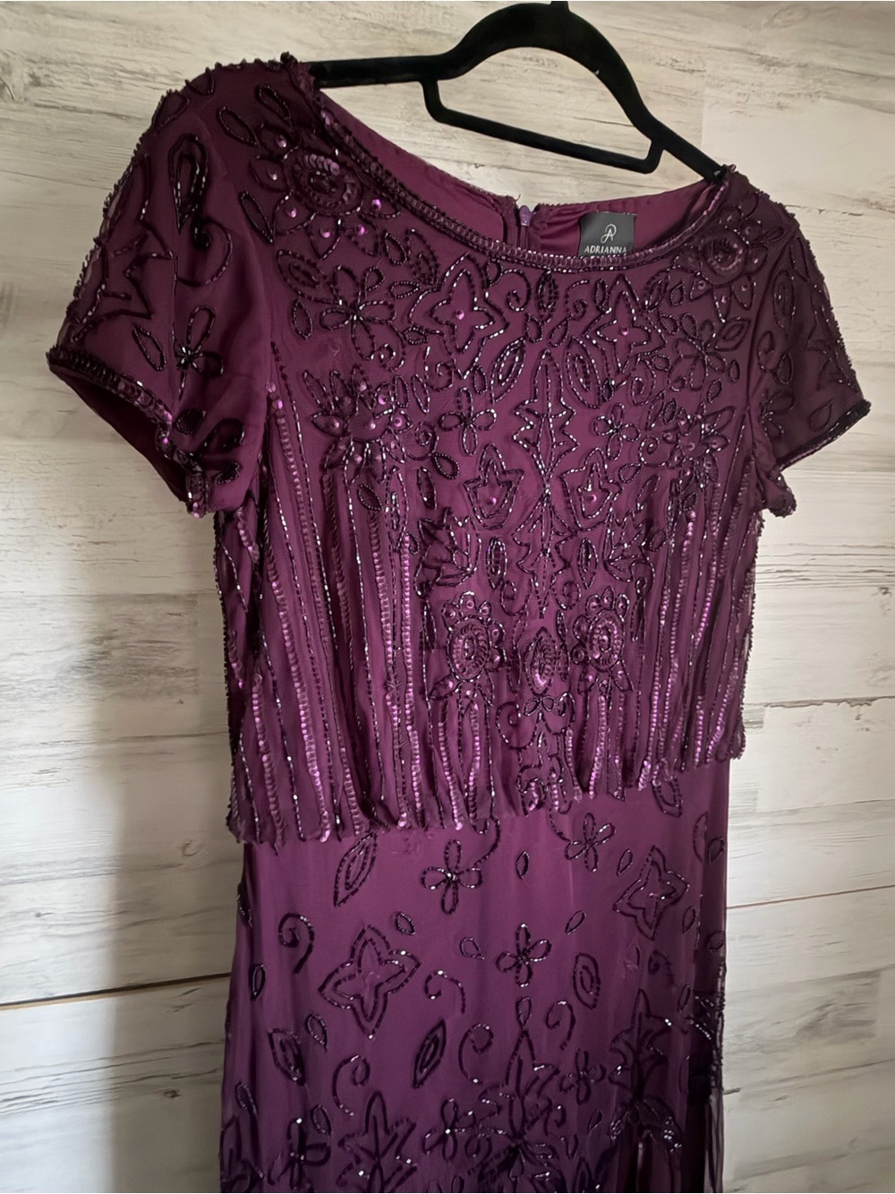 Adrianna Papell Beaded Wine Maxi Dress - Picture 3 of 3